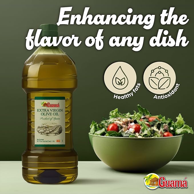 GUAMA - Olive Oil Extra Virgin - Extra Virgin Olive Oil Cold Pressed 51 fl Oz 1.5L Product of Spain for Cooking Salad &amp Dressing - Olive Oil Bottle Aceite de Oliva Extra Virgen Oil Olive