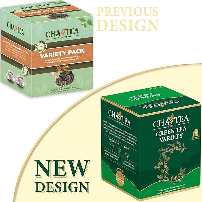 Cha4TEA 36-Count Assorted Green Tea for Keurig K-Cup Brewers (Matcha Green Tea Green Tea Jasmine/Oolong Green Tea)