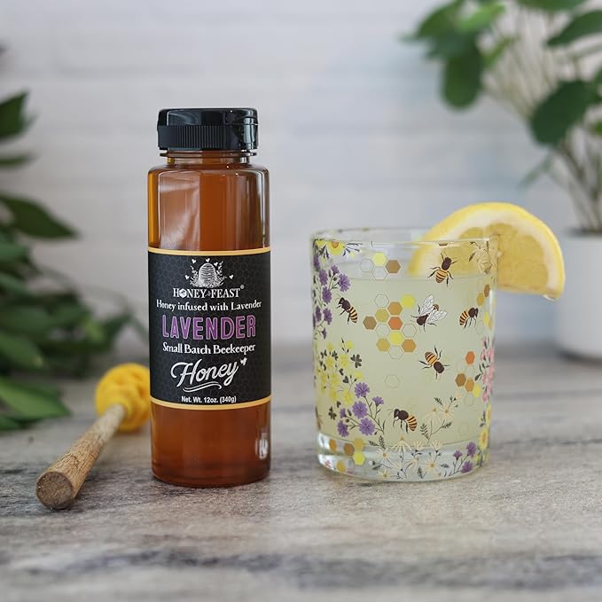 HONEY FEAST Tea Lovers Trio Gift Set – Includes 12oz Ginger Lemon and Organic Lavender Honey – Perfect for Tea Gourmet Recipes and Gift Giving