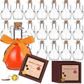 18 Pcs 6.7 oz Glass Maple Syrup Bottles Clear Reusable Glass Bottles with Lids Loop Handle and Maple Syrup Stickers Syrup Jars Syrup Container for Milk Potion Juice Sauce Oil Storage Gift