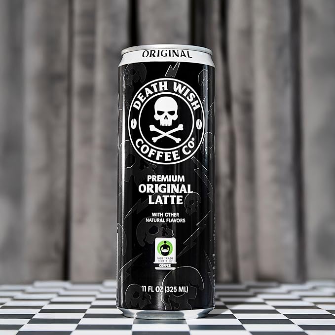 Death Wish Coffee Iced Coffee Cold Brew 8g Protein Fair Trade (Original Latte)
