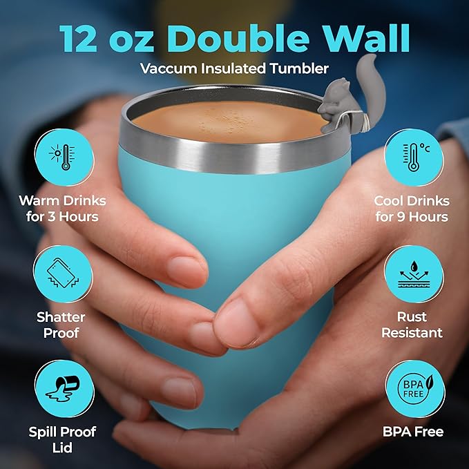 Modern Elegance Tea Tumbler Gift Set – Includes Tea Bag Holder Spoon Honey Straw 15 Assorted Flavor Blends &amp Hot &amp Cold 12oz Insulated Tumbler – Ideal for Holiday Gift for Tea Lovers – Teal