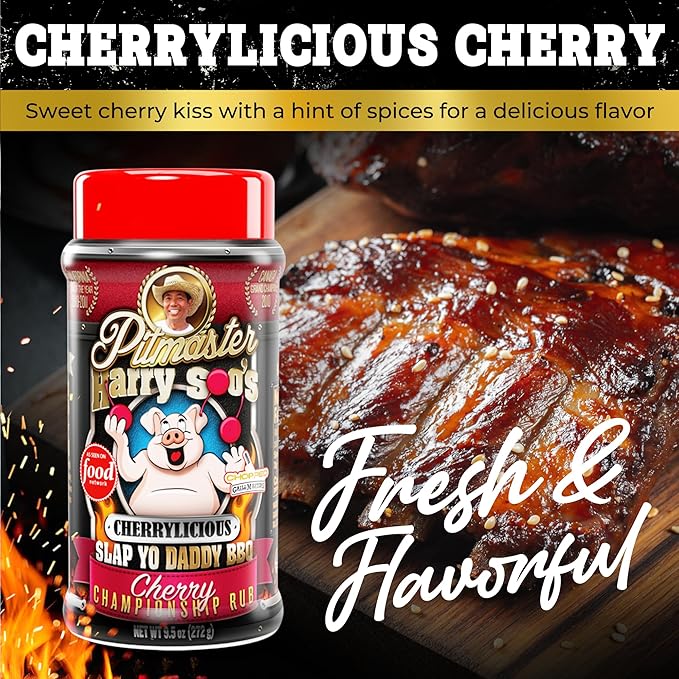 Slap Yo Daddy BBQ Rub Seasoning Cherrylicious Cherry - Championship Rub Seasoning For Cooking &amp Grilling From Pitmaster Harry Soo – Sweet Cherry Flavor With Subtle Heat – No MSG – 9.5 oz