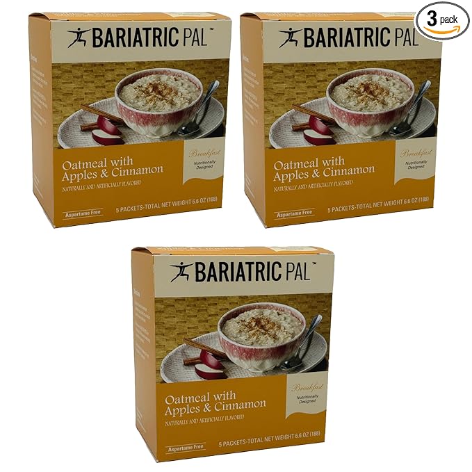 BariatricPal 12g Protein Oatmeal - Apples &amp Cinnamon (3-Pack)