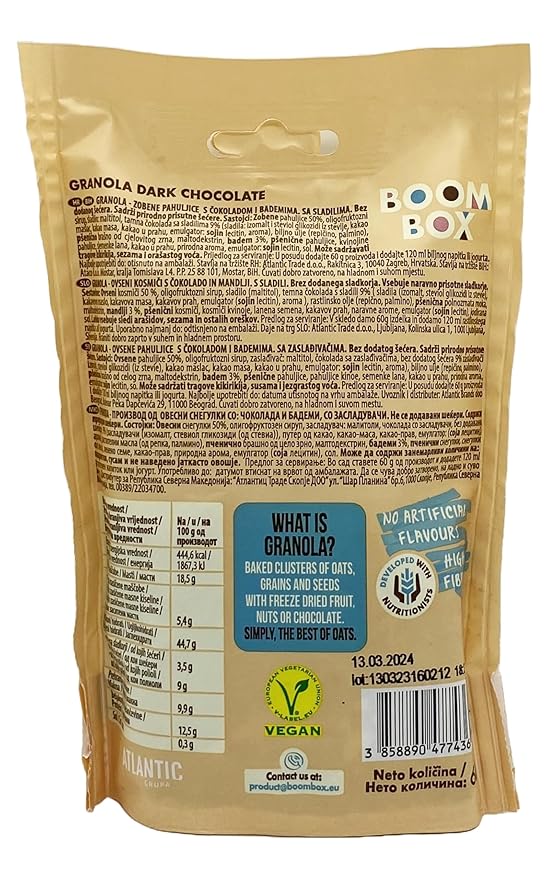 BOOM BOX High Protein Chocolate Oat Granola - 300g Energizing and Indulgent Breakfast (60G Mueseli-choco)