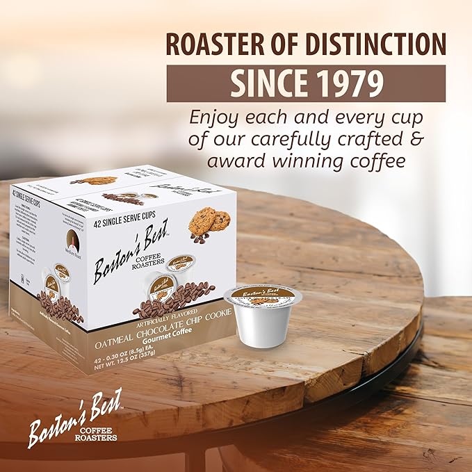 Boston’s Best - Oatmeal Chocolate Chip Cookie Flavored Coffee Blend Dessert Gourmet Compatible with Keurig Coffee Maker 1 Count (42 Single Serve Medium Roast Cups)