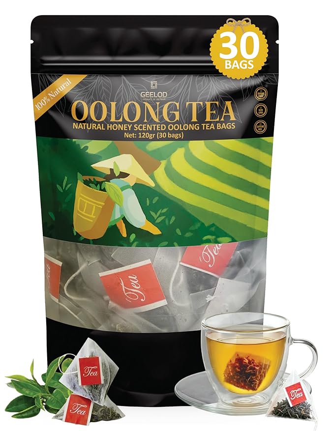 30 Nature Oolong Tea Bags – 100% Pure Whole Leaf Mix Nature Honey- Cortisol &amp Calming Tea for Anxiety Stress Digestion and Metabolism Rich in Antioxidants Vegan and Non-GMO