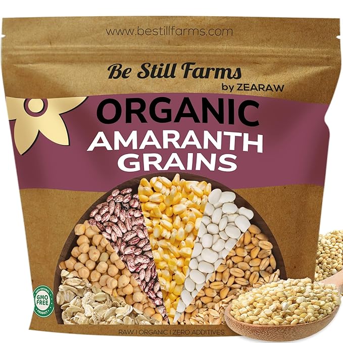 Be Still Farms Amaranth Grain Organic (2.8 lb) - Amaranto Bulk Ancient Whole Grain Seeds - Great for Cereal Flour - Similar to Quinoa | USA Grown | USDA Certified | Vegan | Non-GMO | Gluten Free