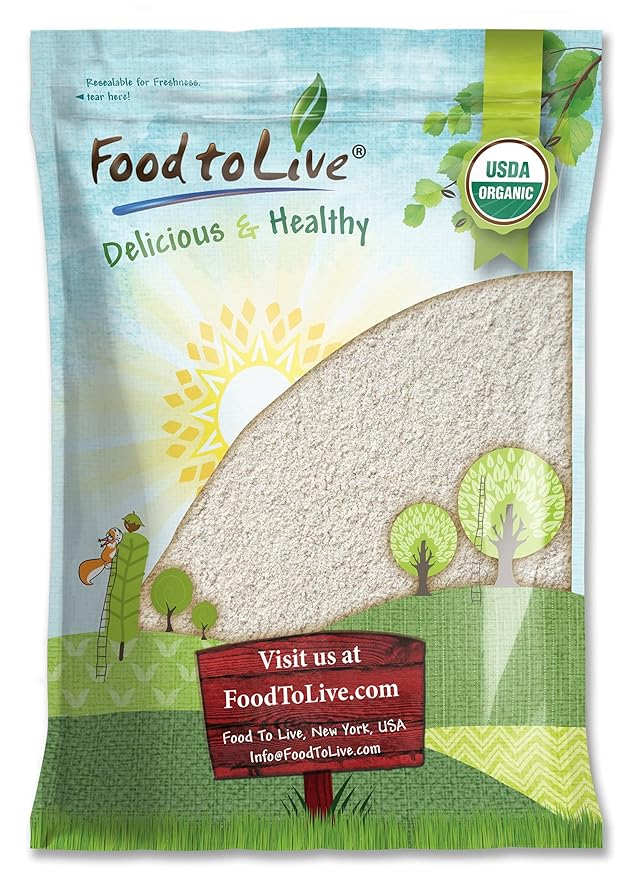 Food to Live Organic White Rye Flour 8 Pounds - Non-GMO Unbleached Light Medium Protein Vegan Kosher Finely Milled Berries Great for Baking Cookies Muffins Bread and Sourdough