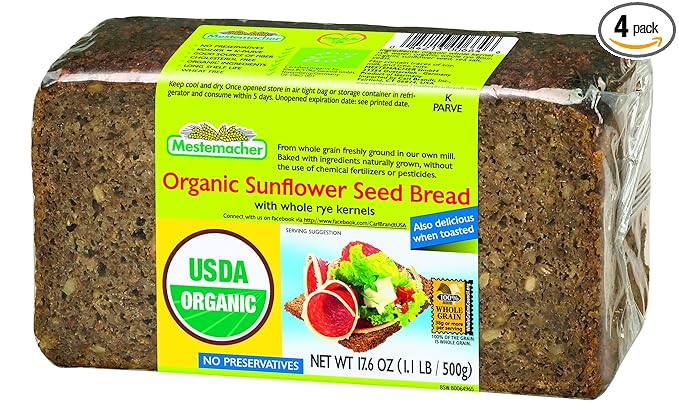 Mestemacher Bread Organic Sunflower Seed 17.6-Ounce (Pack of 4) 70.4 Ounce