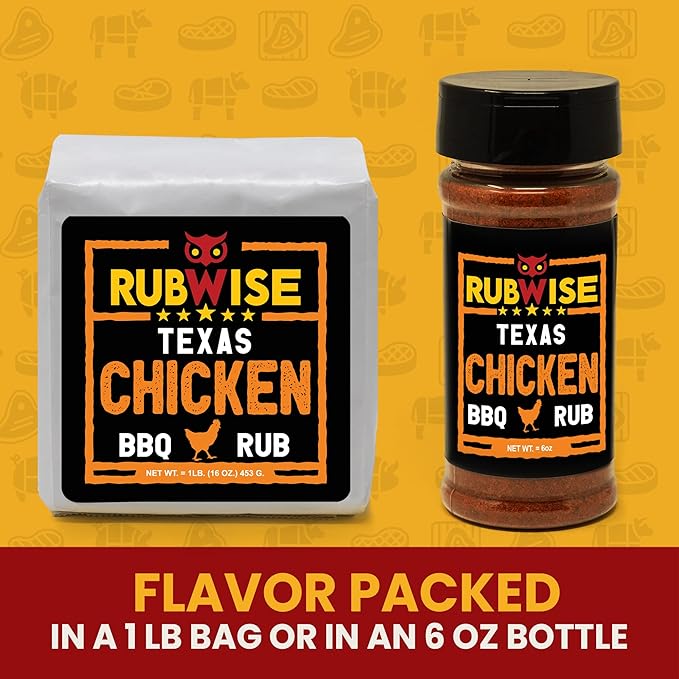 Texas Style Hickory Rub &amp Chicken Rub by Rubwise | BBQ Rub &amp Spices for Smoking &amp Grilling | Dry Rubs | Great on Brisket Burgers Chicken Duck Ribs Pork &amp Turkey Chops Tenderloin