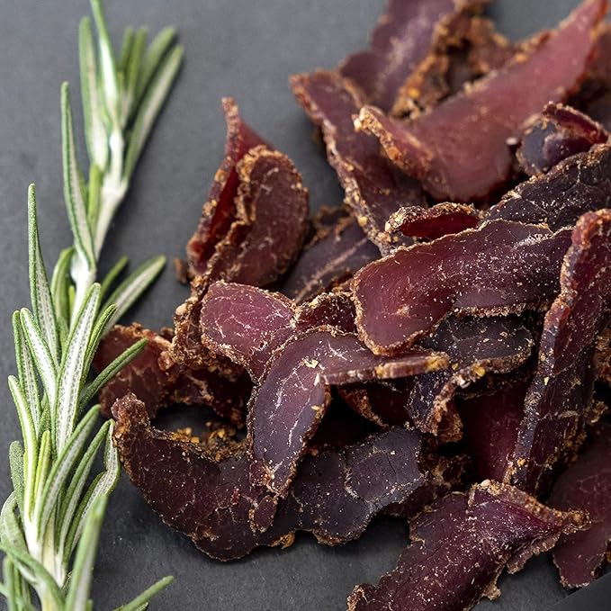 Ayoba Rosemary Truffle Grass Fed Beef Biltong Slices (2 Ounce Pack of 2) - Keto Friendly Air-Dried Grass Fed Beef Paleo Snacks - Gluten Free Whole 30 Approved Sugar free No Carb Meat Snacks