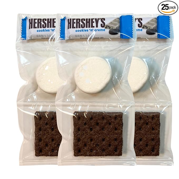 WBB | SMORES KIT STRIP | Individually packaged set : Graham Crackers Marshmallow Chocolate | Make delicious smores (25 sets) (25 units Cookies &amp Mallow)