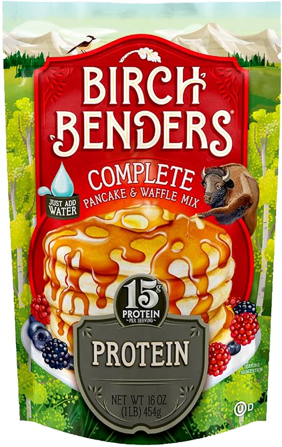 Performance Protein Pancake and Waffle Mix with Whey Protein by Birch Benders 15 Grams Protein Per Serving 1 Pound (Pack of 6)