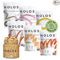 HOLOS Protein Overnight Oats - 12 Pack Variety Flavors with Jar - 20g Plant Proteins Organic Gluten Free Cereal with High Fiber Probiotics Vitamins Minerals