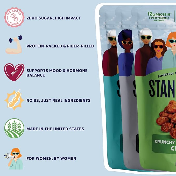 Standing Tall Roasted Soybean Snack Variety Pack – Chili Lime Sea Salt &amp Salt &amp Pepper – 12g protein 2g fiber 0g sugar Plant-Based Vegan Snack Gluten-Free Non-GMO 3 Count Variety Pack