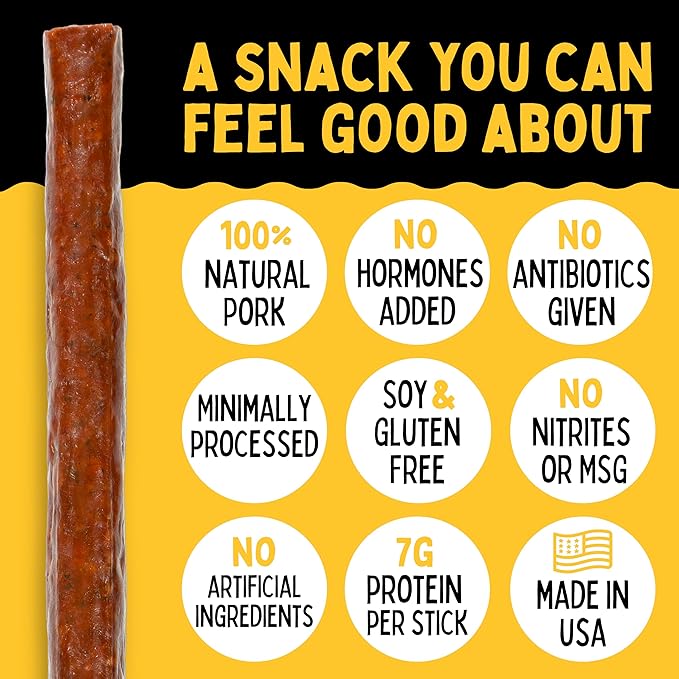 Barbecue and Pineapple Natural Pork Meat Sticks Sogo Snacks Smoked Meat Stick Travel Snacks Snack Bundle of 24 Mild Flavored Snack Sticks