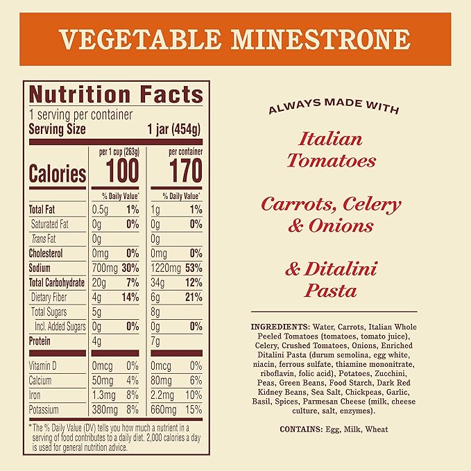 Rao's Homemade Vegetable Minestrone Soup 16oz (Pack of 6)