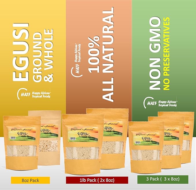 EGUSI SOUP MADE EASY – Get the rich traditional taste of Nigeria in minutes! This full 1.75LB jumbo kit by HATF'S SHEPHERD'S NATURAL serves 4–6 and cooks in just 20 minutes. Perfect for easy meals!
