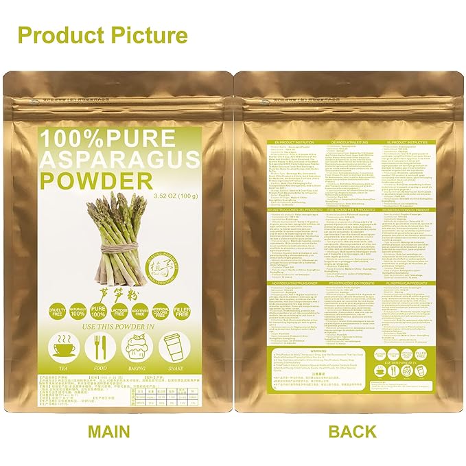 Asparagus Powder 100g/3.52oz 100% Natural Pure 芦笋粉 For Smoothies Shakes Baking &amp Drinks
