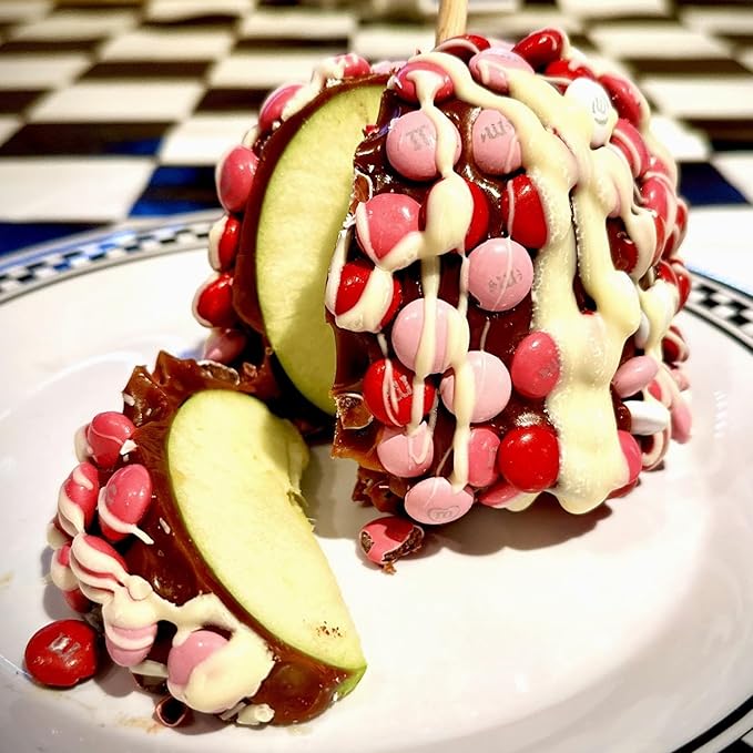 TV's Deli &amp Diner Gourmet Jumbo Caramel Apple | Caramel Pink Red &amp White Candy Buttons &amp White Chocolate | Handmade &amp Freshly Prepared (Candy Buttons White Chocolate)
