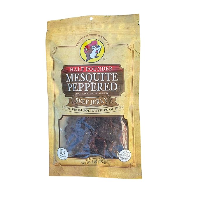 Buc-ee's Mesquite Peppered Beef Jerky - 8 oz | Premium Handcrafted Snack | Savory Smoky and Protein-Packed Snack | Made in Texas - 1 bag