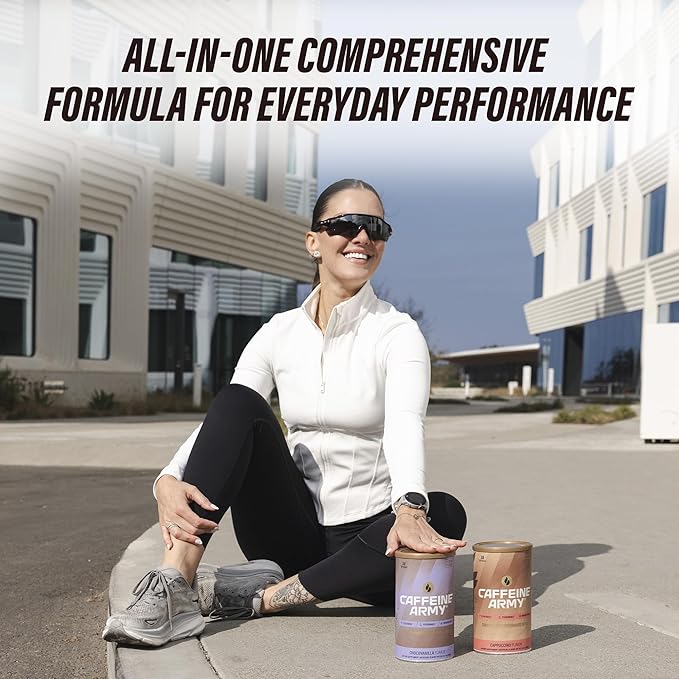 CAFFEINE ARMY Cappuccino | Functional Coffee with Collagen Peptides MCTs CoQ10 and Adaptogens: Clean Energy Supports Daily Attention No Jitters or Crash (7.8 oz 22 Servings)