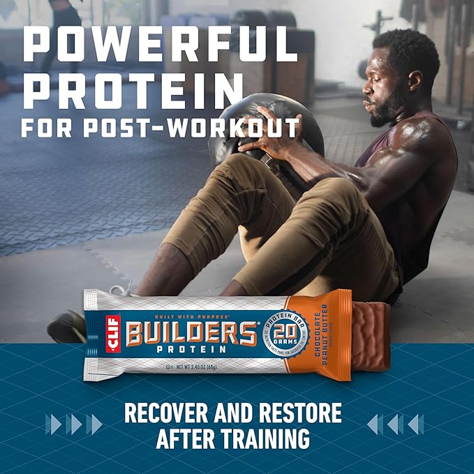 CLIF BUILDERS Protein Bars - 6-Flavor Variety Pack - 20g Plant Based Protein - Gluten Free - Non-GMO - Low Glycemic - No Artificial Sweeteners - 2.4 oz. (18 Count)