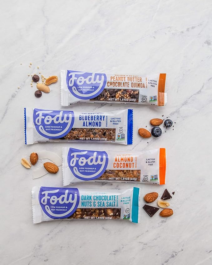 Fody Foods Snack Bars Dark Chocolate Nuts &amp Sea Salt 1.41 Oz (Pack of 12) 5g Protein Low FODMAP Gut &amp IBS Friendly Vegan Lactose Free Non-GMO Gluten Free