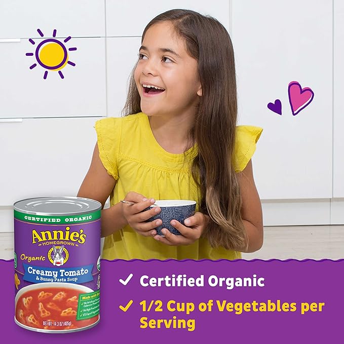 Annie’s Creamy Tomato and Bunny Pasta Canned Soup Ready To Serve 14.3 oz (Pack of 8)