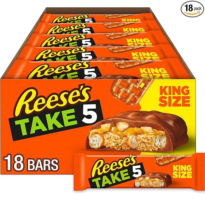 REESE'S TAKE 5 Pretzel Peanut and Chocolate King Size Candy Bars 2.25 oz (18 Count)