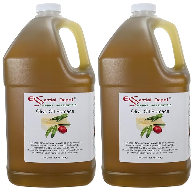 Essential Depot Olive Oil - Pomace - Food Grade - 2 Gallons 256 oz - 2 x 1 Gallon Containers - Safety Sealed HDPE Container with Resealable Cap