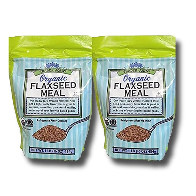 Trader Joe's Organic Flaxseed Meal Nutty Flavor 16 Oz (1 Lb) Great for Smoothies Oatmeal Pancakes Baked Goods 454g (2 PACK)