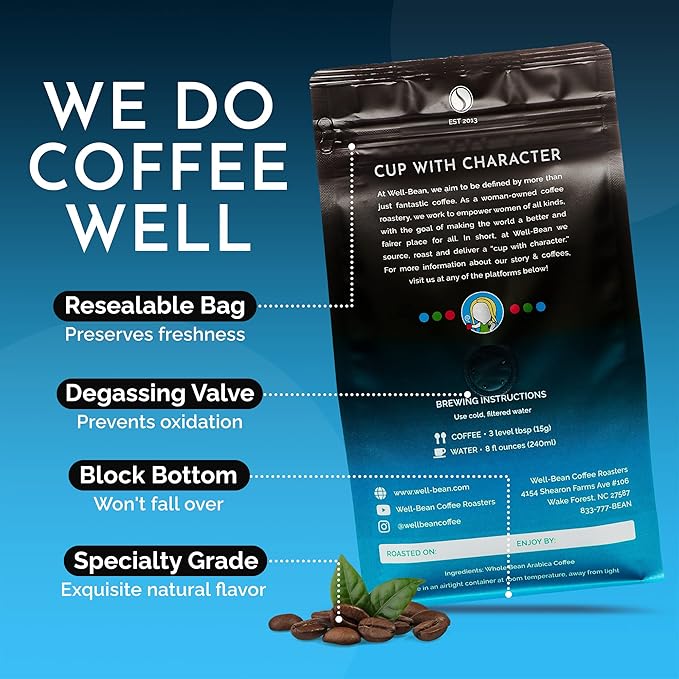 Well-Bean Coffee - Jubilation Blend Coffee Beans Colombian and Nicaraguan Whole Bean Coffee Gluten-Free Vegan Keto Coffee Beans Whole Medium Roasted Coffee 2 lb
