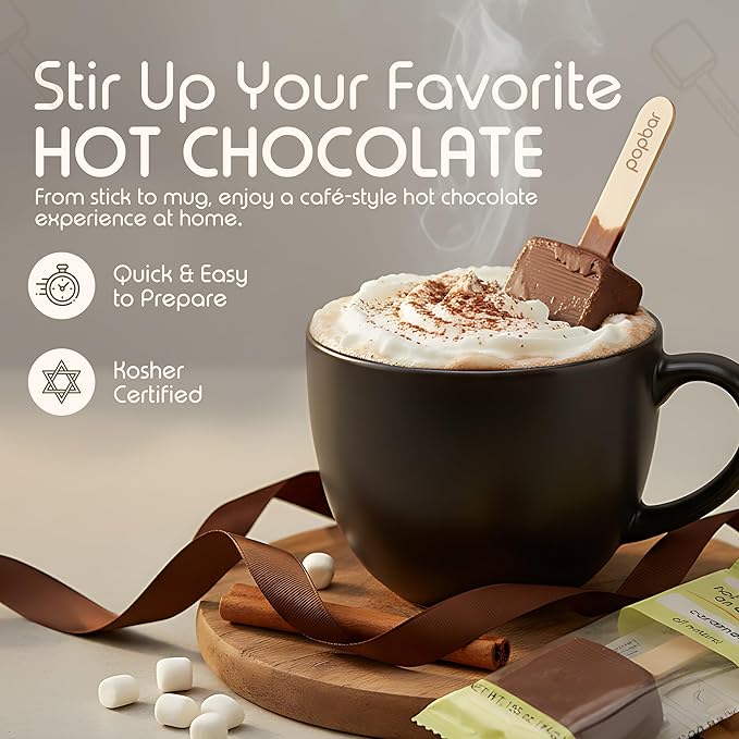 Popbar - Hot Chocolate Sticks - 50 Pack Bulk Case - Ideal for Holidays Birthdays Corporate Office Gifts Stocking Stuffers Thanksgiving Christmas Hanukkah Cocoa Bomb Lovers (Mocha)