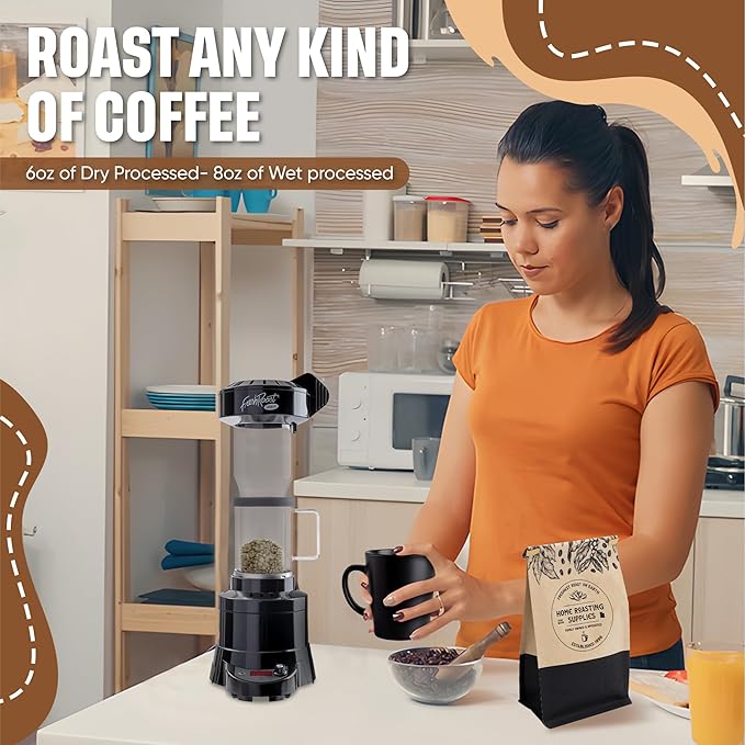 Coffee Roaster Bundle SR800 Glass Extension Tube Pour Over Digital Scale (4lbs) Sample Pack of Green Beans (2-Pack) Sample Trays Chaff Brush
