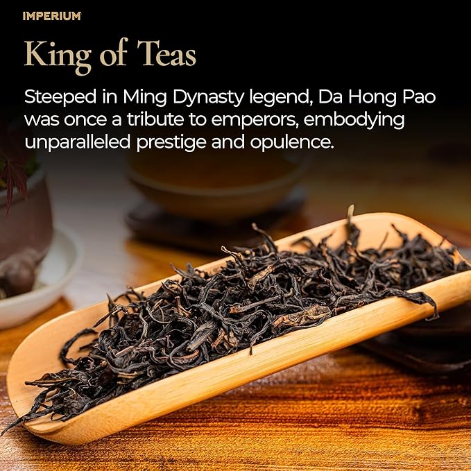 Imperium Da Hong Pao Loose Leaf Oolong Tea (4oz) Premium Hand-Picked Wuyi Mountain Rock Tea Brews 100 Cups Big Red Robe Naturally Smooth and Rich Harmonious Flavor and Sweet Aroma