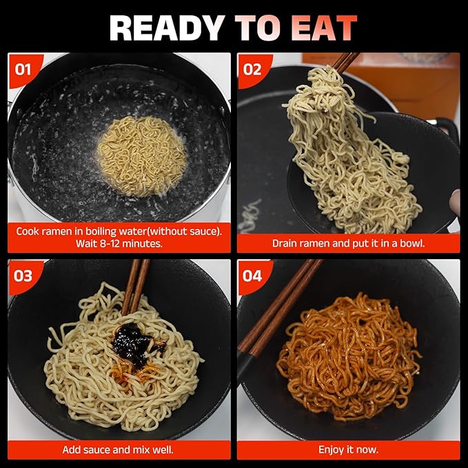Healspot High Protein Spicy Buldak Noodles Dry Tossed Ramen 30g Plant-Based Protein Low Fat Low Carb Non GMO Keto Friendly &amp Plant Based (6 packs)