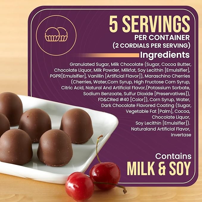 Queen Anne Chocolate Covered Cordial Cherries Variety Pack | 6.6 oz (Pack of 5) | 10 Piece Boxes | Whole Maraschino Cherry Creamy Filled Liquid Center | Holiday Party Chocolate Candy