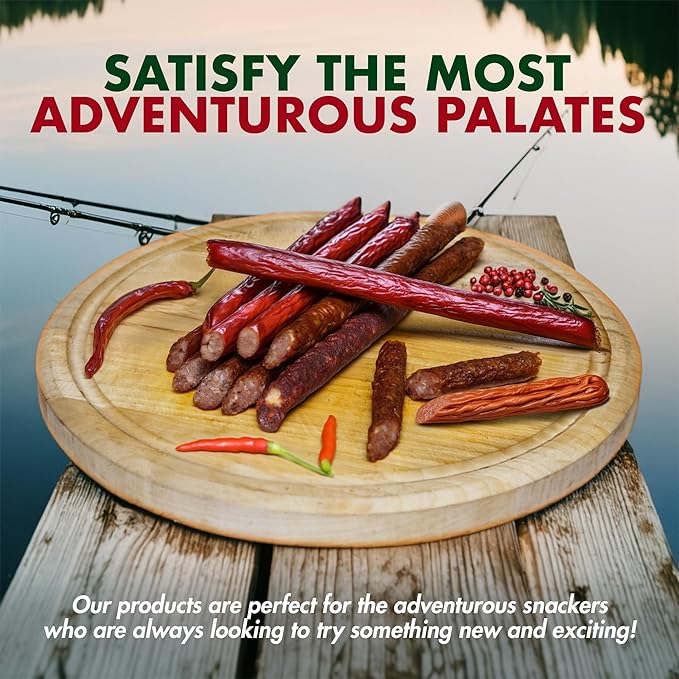 Jerky-n-Spice Premium Spicy Meat Sticks Variety Pack (10 Count) | Exotic Beef Jerky Gifts for Men | Assorted High Protein Snacks | Beef Stick Sampler | Ideal for Birthday Road Trip &amp Camping