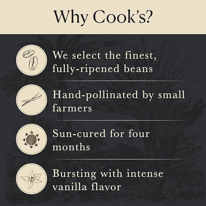 Cook's Pure Cookie Vanilla Extract Floral Vanilla Extract for Cakes Cookies Pastries Ice Creams 128 Ounces (1 Gallon)