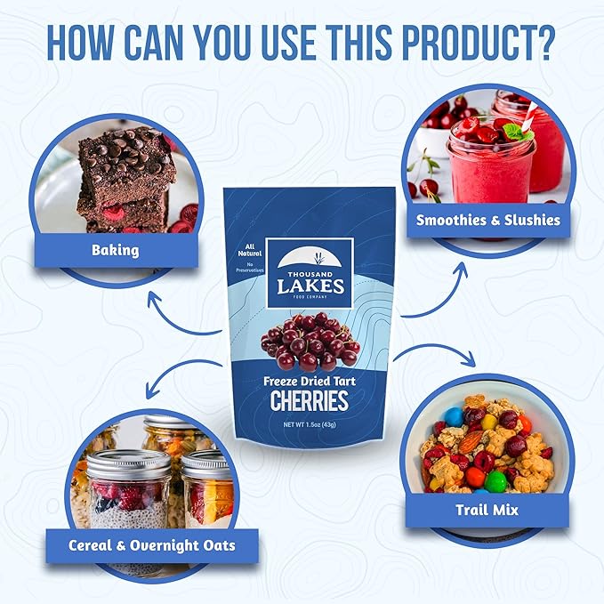 Thousand Lakes Freeze Dried Cherries Blueberries and Raspberries | 100% Fruit No Additives No Added Sugar