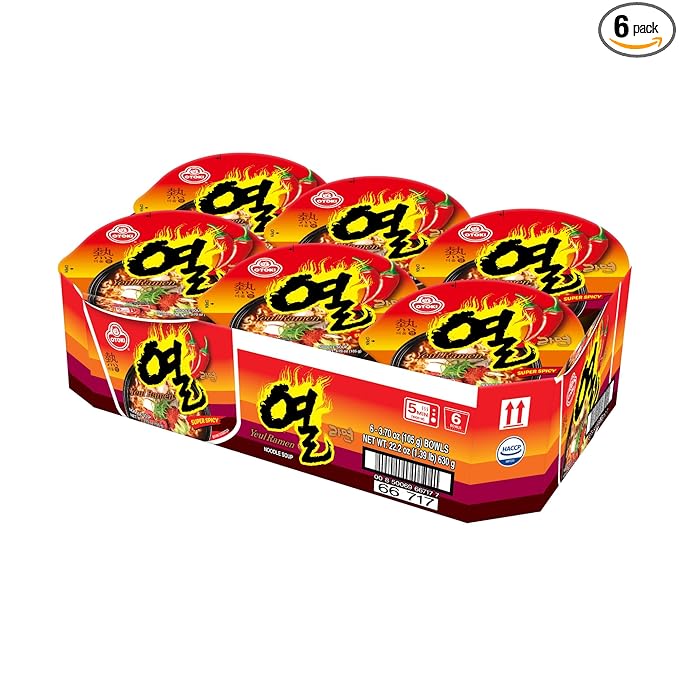 OTOKI Yeul Ramen Bowl – Super Spicy Korean Ramen with Savory Broth Chewy Noodles 3.70oz (Pack of 6)