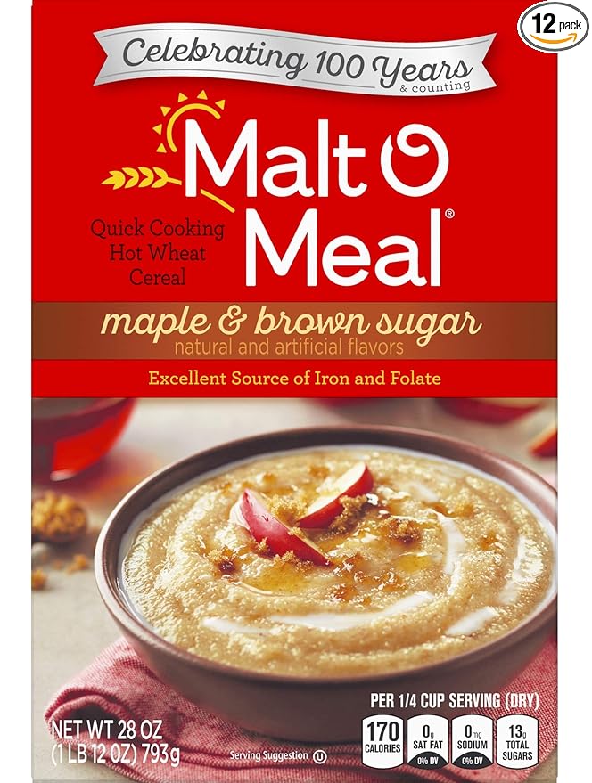 Malt-O-Meal Maple And Brown Sugar - Hot Cereals 28 Ounce -- 12 per case.