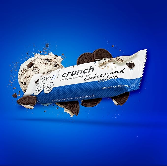 Power Crunch Whey Protein Bars High Protein Snacks with Delicious Taste Cookies and Cream 1.4 Ounce (12 Count)