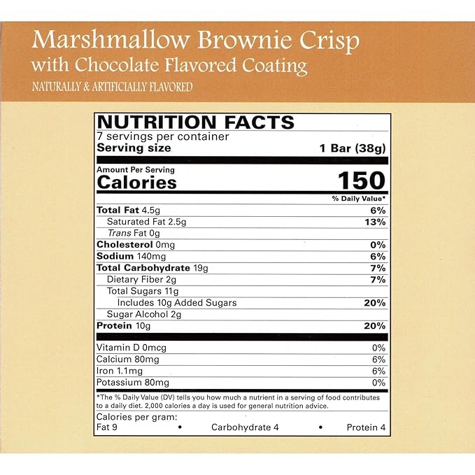 Nutmeg State Nutrition High Protein Bars 7 Servings Per Box (1 Box (7 Servings) Marshmallow Brownie Crisp)