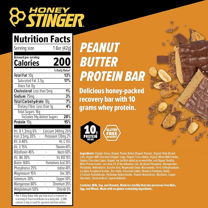 Honey Stinger Protein Bar Peanut Butta Protein Packed Food for Exercise Endurance and Performance Sports Nutrition Snack for Home &amp Gym Post Workout 15 Pack
