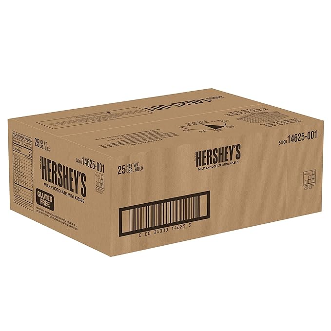 HERSHEY'S KISSES Milk Chocolate Mini Candy Unwrapped Gluten Free 25 lb Bulk Box