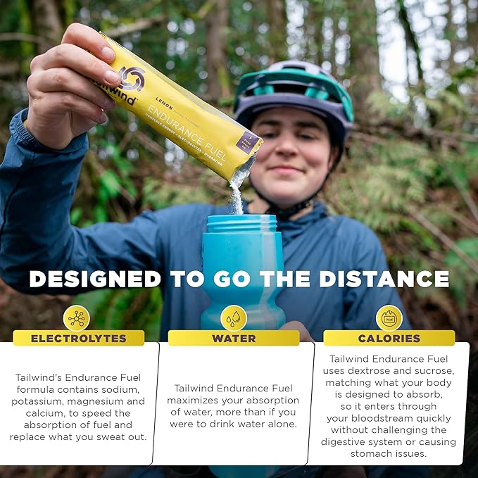 Tailwind Nutrition Endurance Fuel Carbohydrate &amp Electrolyte Sports Drink Mix Powder Gluten-Free Vegan Lemon 30 Servings