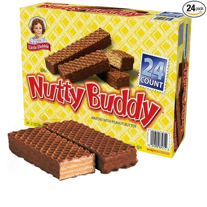 Nutty-Buddy Peanut Butter Wafer Snack Bars – 24 Twin-Wrapped Packs (2 oz Each) Custom Bundled for Convenience by MOOCHI
